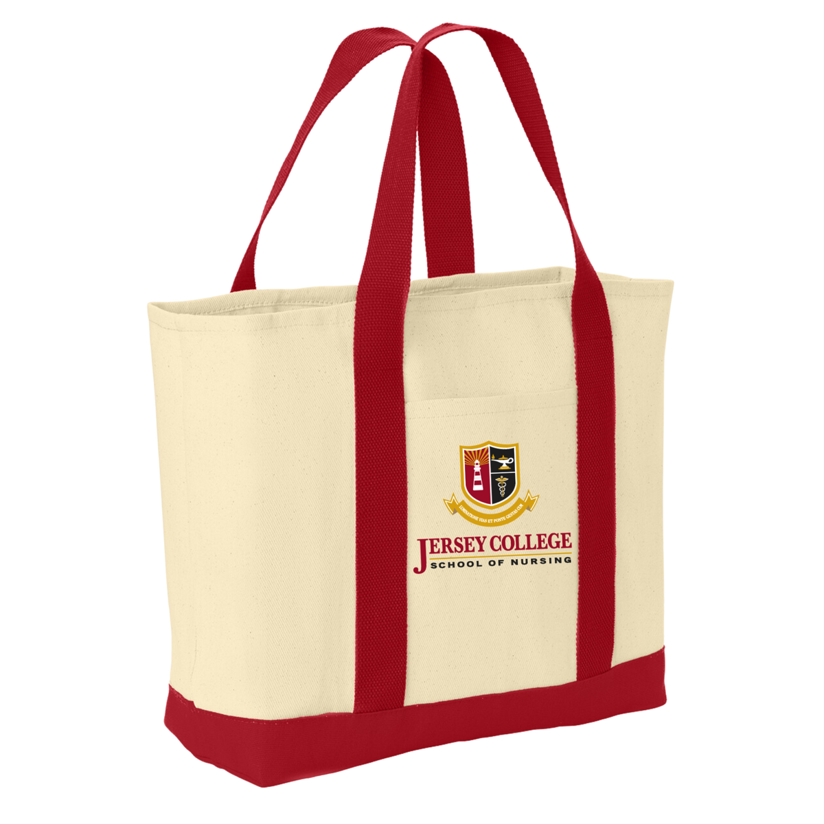 Jersey College Stacked Logo Canvas Tote