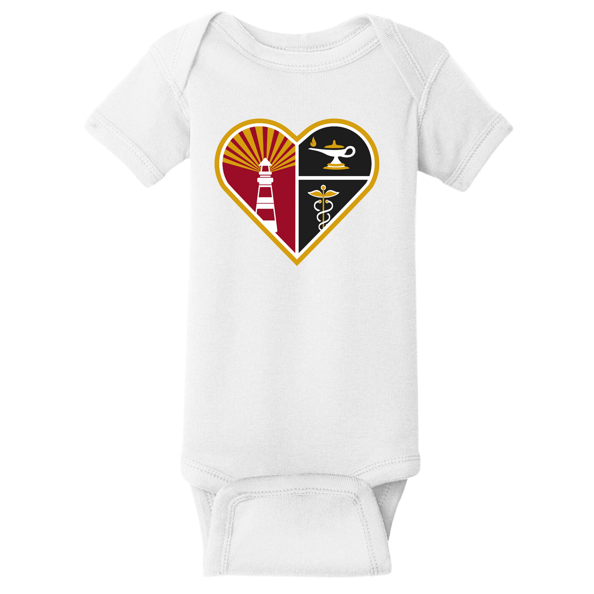Jersey College Toddler Heart Crest Onesie