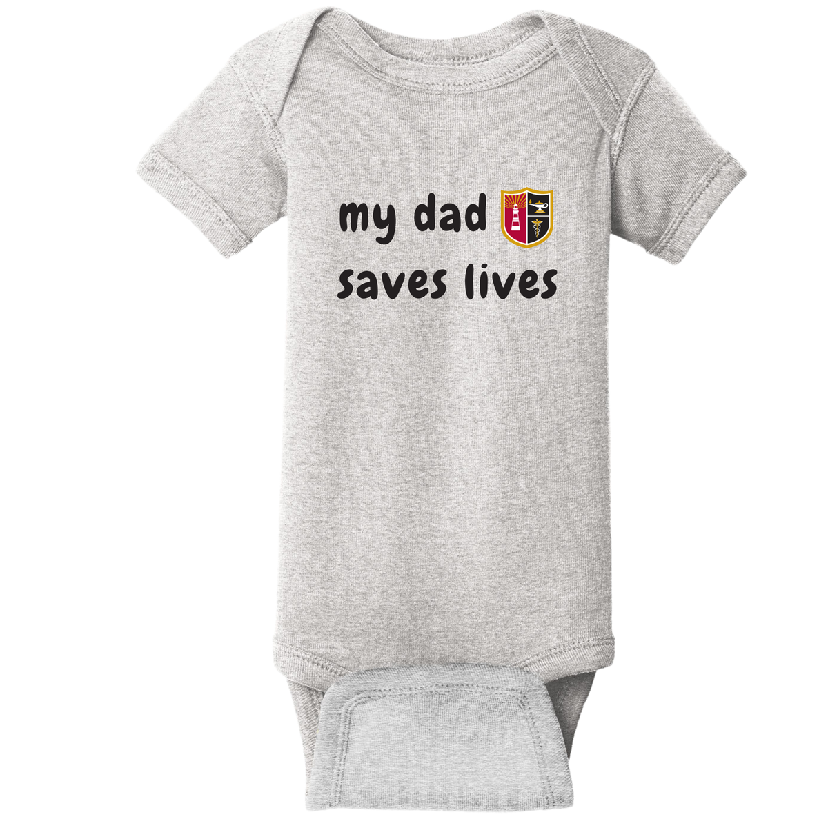 Jersey College Toddler My Dad Saves Lives Crest Onesie