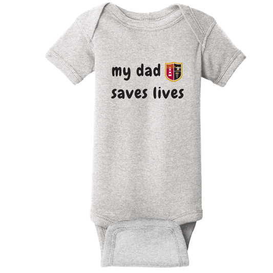 Jersey College Toddler My Dad Saves Lives Crest Onesie